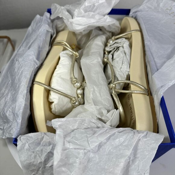 Stuart Weitzman Sandals Womens Size 9 Pearl Knot Demi Wedge Thong - Picture 6 of 14